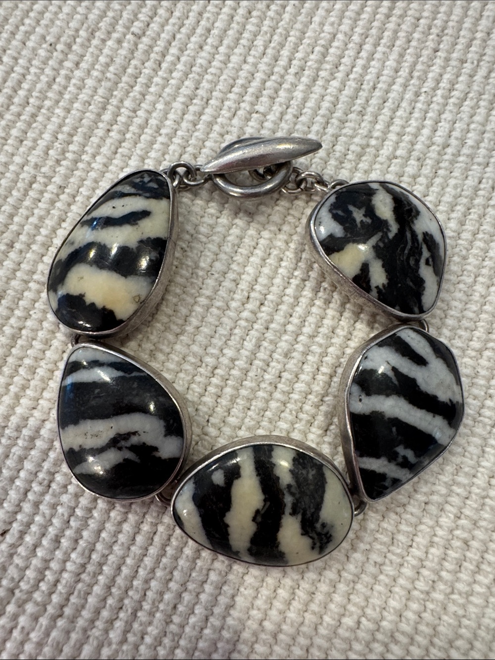 Handcrafted Black & White Zebra Jasper Statement Bracelet
